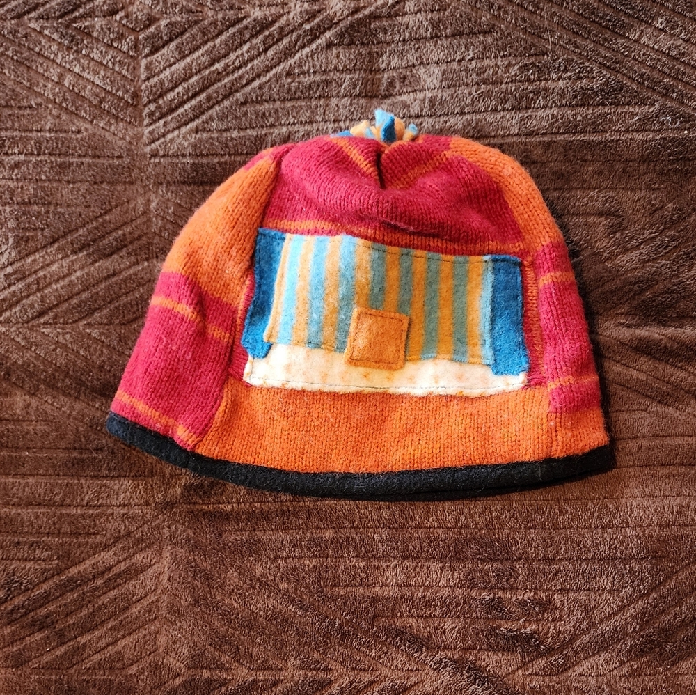Patchwork Hippie Knit Warm Lined Beanie Hat
